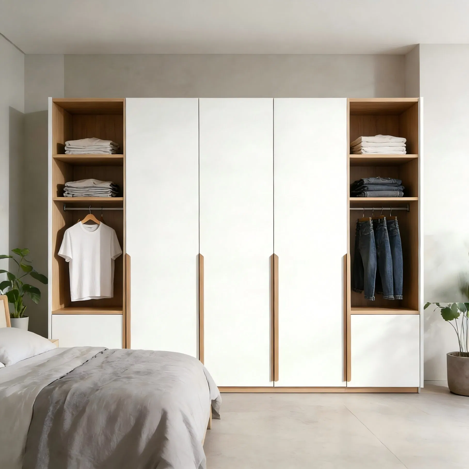 Modern Modular Wardrobe System with Sliding Doors and Custom Internal Storage Layout