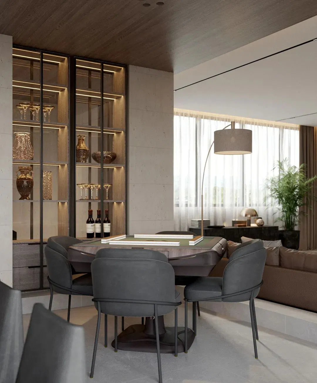 China Factory Handleless Light Gray Glossy Storage Cabinets Kitchen Furniture