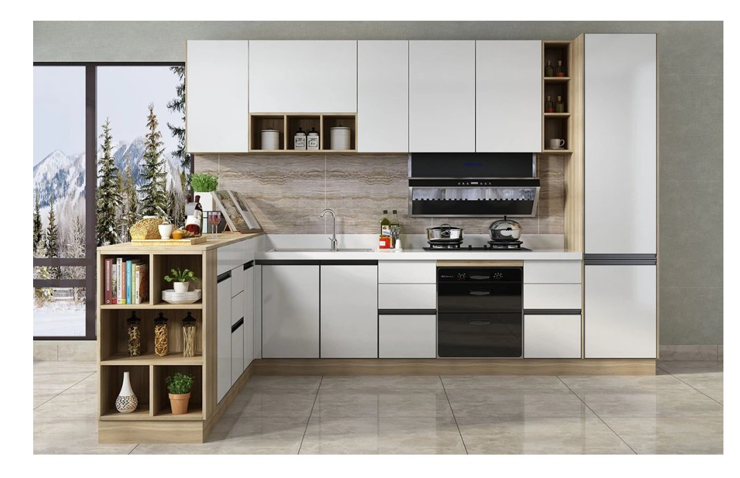 Ace Modern Melamine Finish Matte Palywood White Kitchen Cabinet with Shaker Style