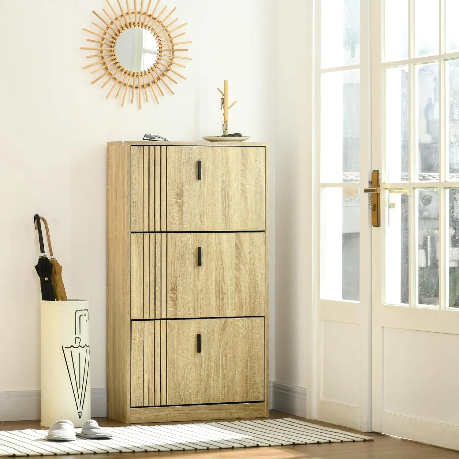 Efficient Shoe Organization Solution with Three-Tier Design and Minimalist Aesthetic for B2b Use