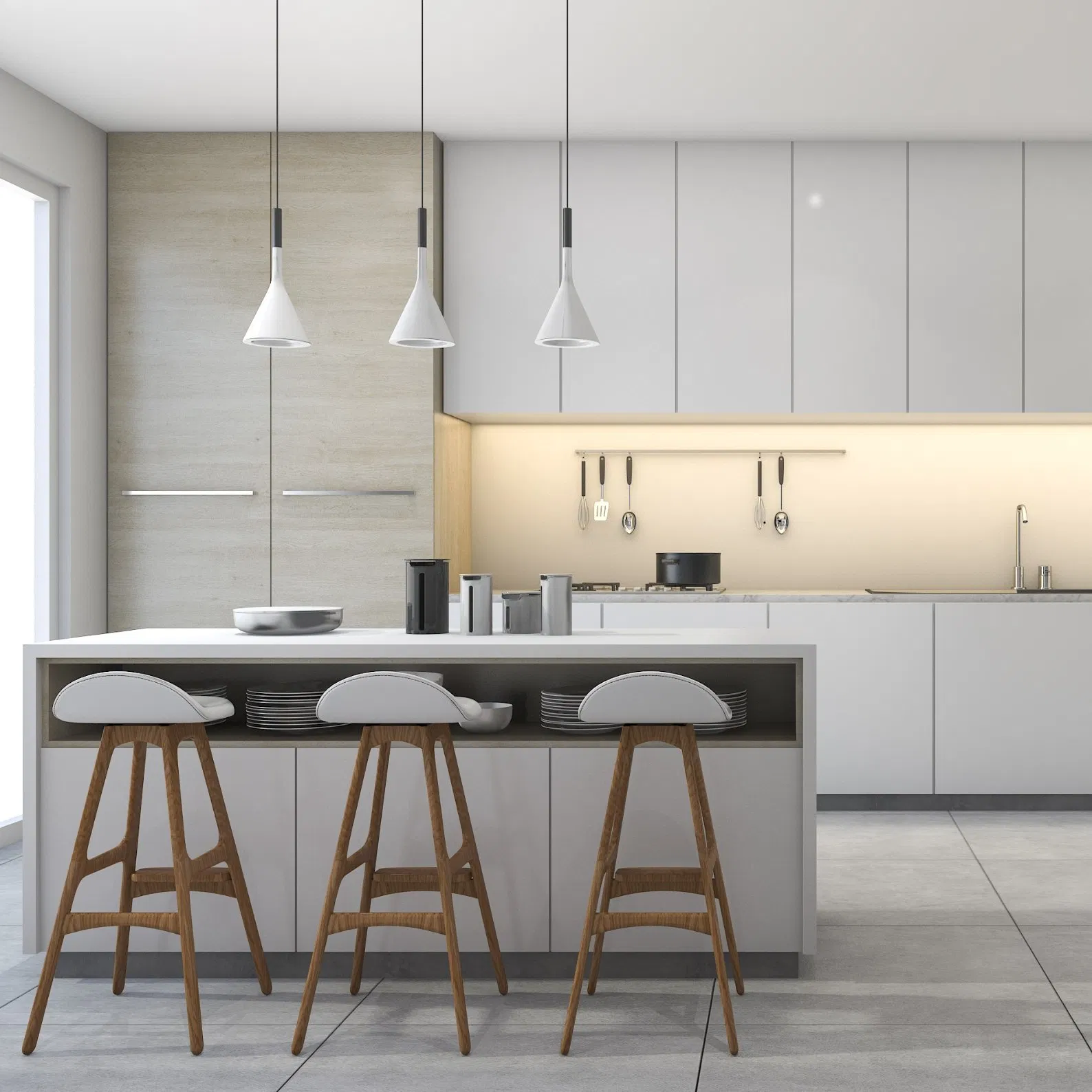 Modern New White Lacquer Finish Design Alacena Wholesale Furniture Kitchen Cabinets Units