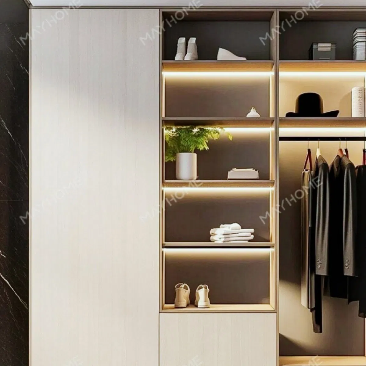 OEM CNC Precision High-End Texture Anti-Tip Pet Friendly Ventilated Structure Closet System