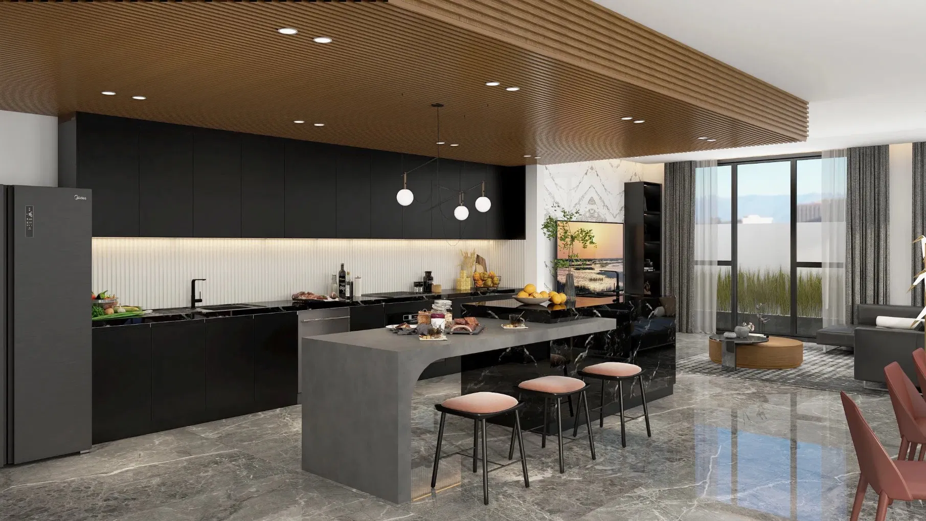 Elegant Black High Gloss Kitchen Cabinets for Modern Homes
