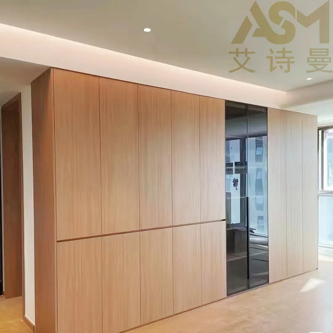 High End Closet Systems Tempered Glass Wardrobe with LED Light Wooden Custom Bedroom Wardrobe Bedroom Furniture Walk in Closet