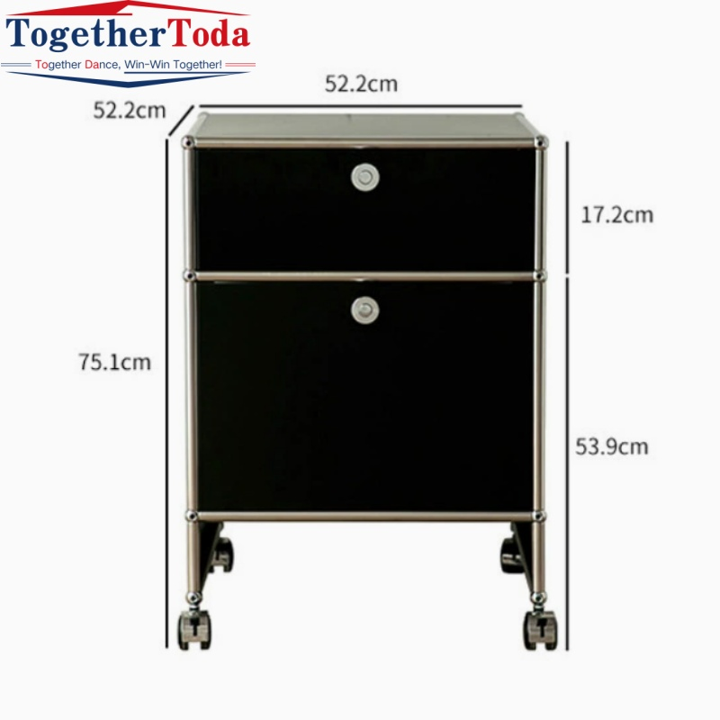 Minimalist Rolling Modular Storage Cabinet with 2 Lockable Doors for Bedroom Living Room