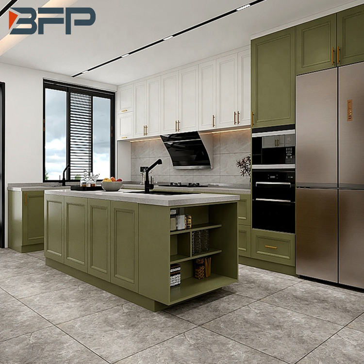 Modern Kitchen Furniture Flat Pack Matte Finish Lacquer Kitchen Cabinets