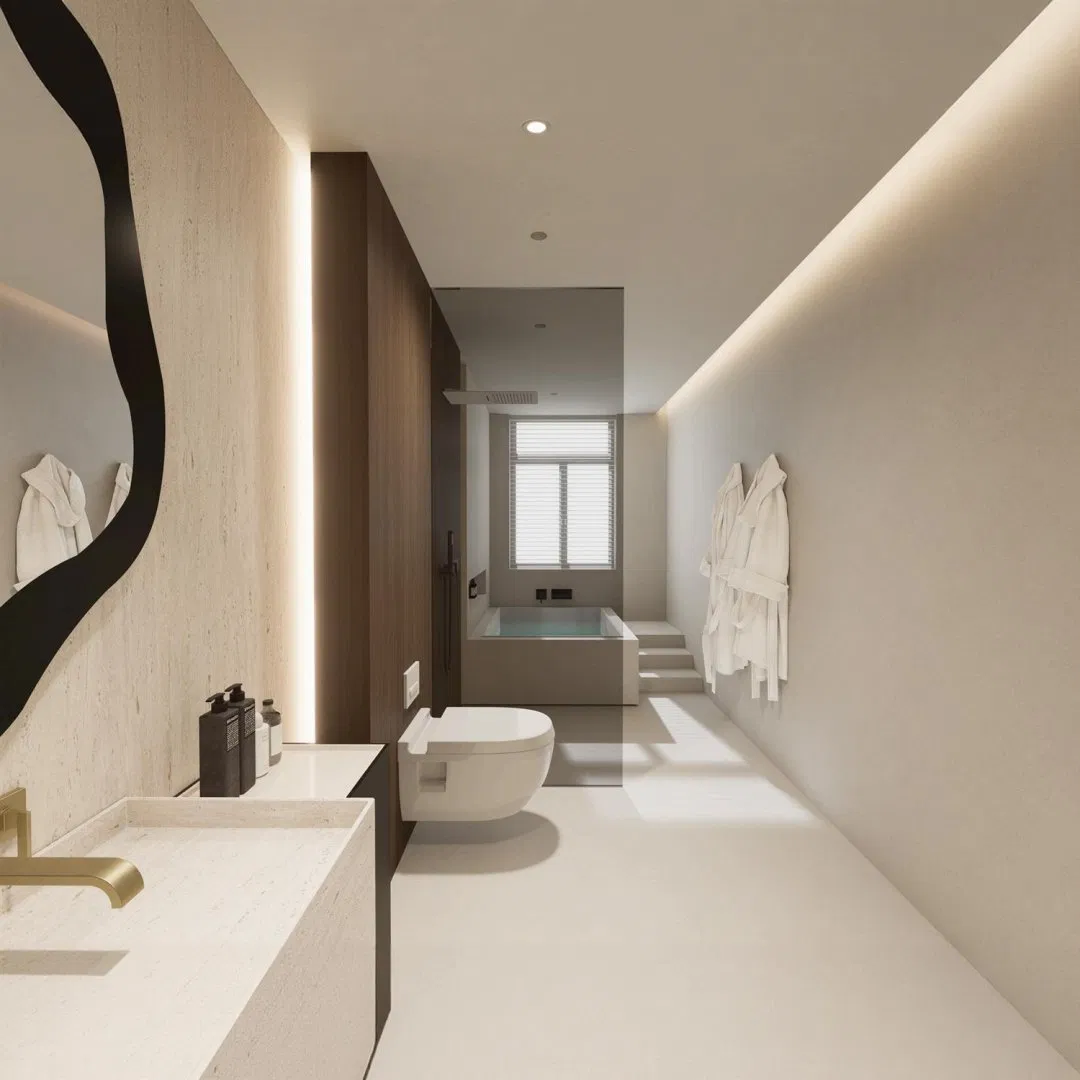 Custom Designed Kitchen Cabinet with Chipboard Melamine Matte Finish Wabi Sabi Style