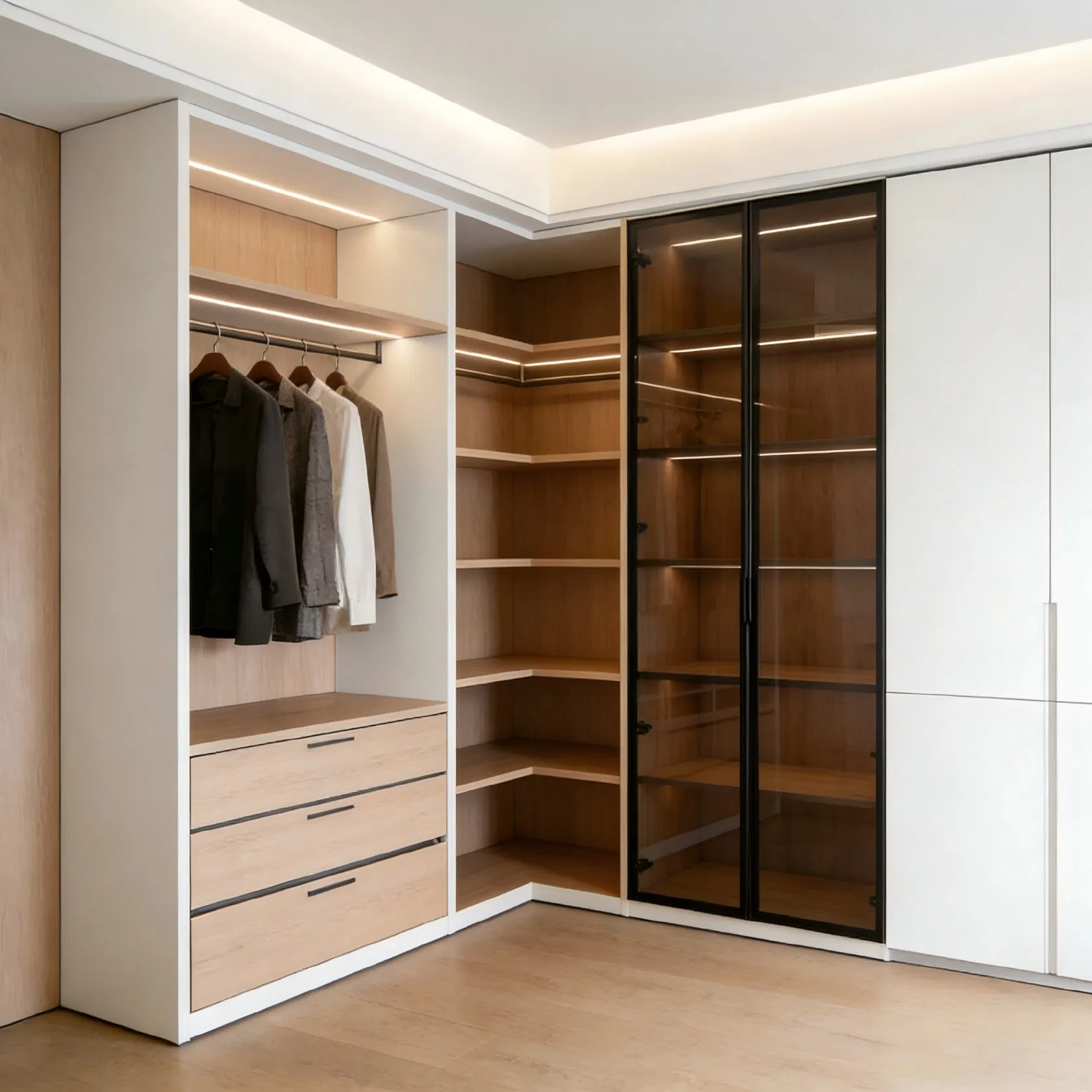 Melamine Faced Built-in Wardrobe System for Durable Bedroom Furniture