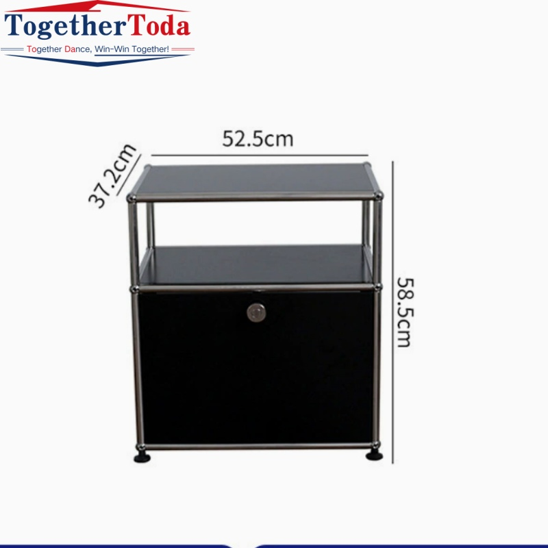 Multi-Purpose Minimalist Modular Storage Cabinet with Open Top Shelf and Lockable Door for Family Bedrooms and Living Rooms