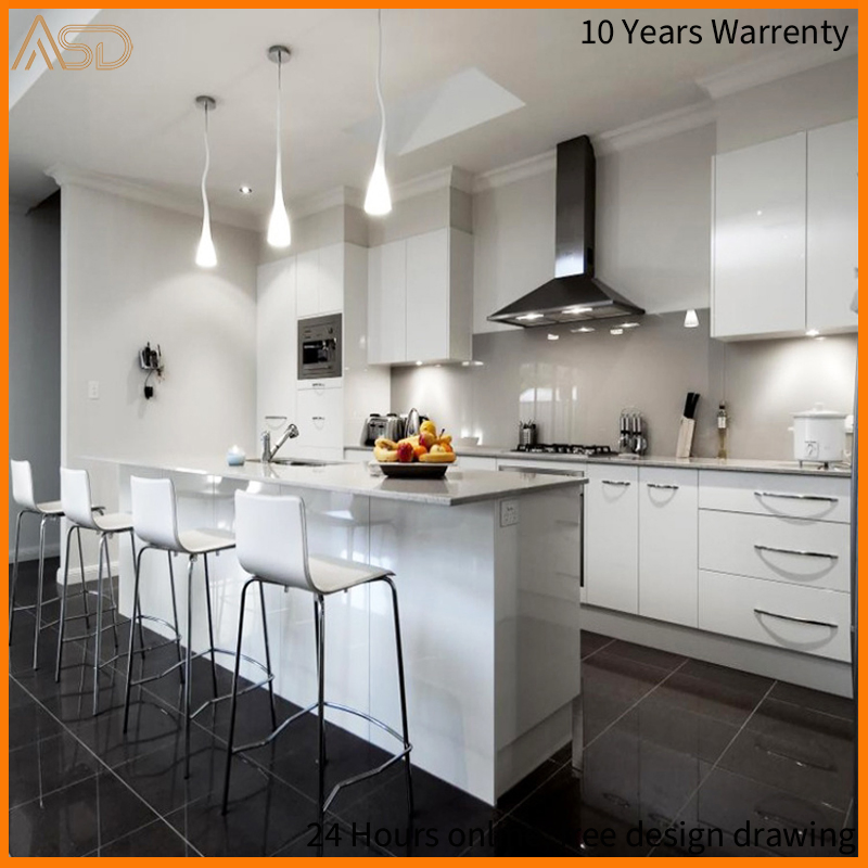 Flat Panel Kitchen Furniture High Gloss Lacquer Modern Wood Kitchen Cabinet