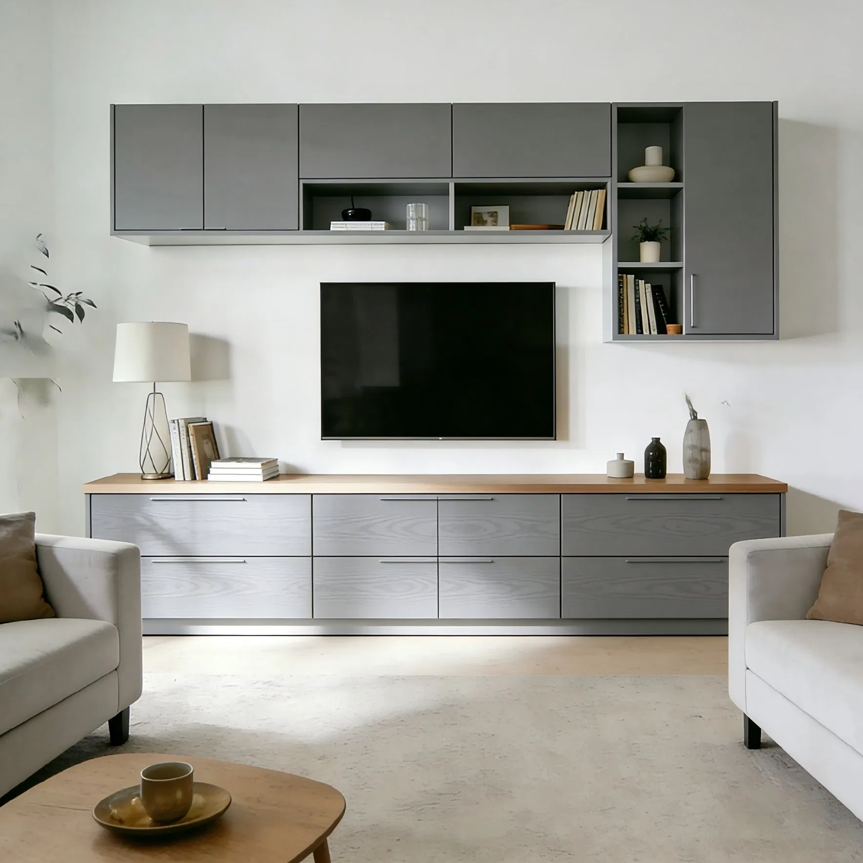 Multi Storage TV Cabinet Media Console with Drawers and Shelves