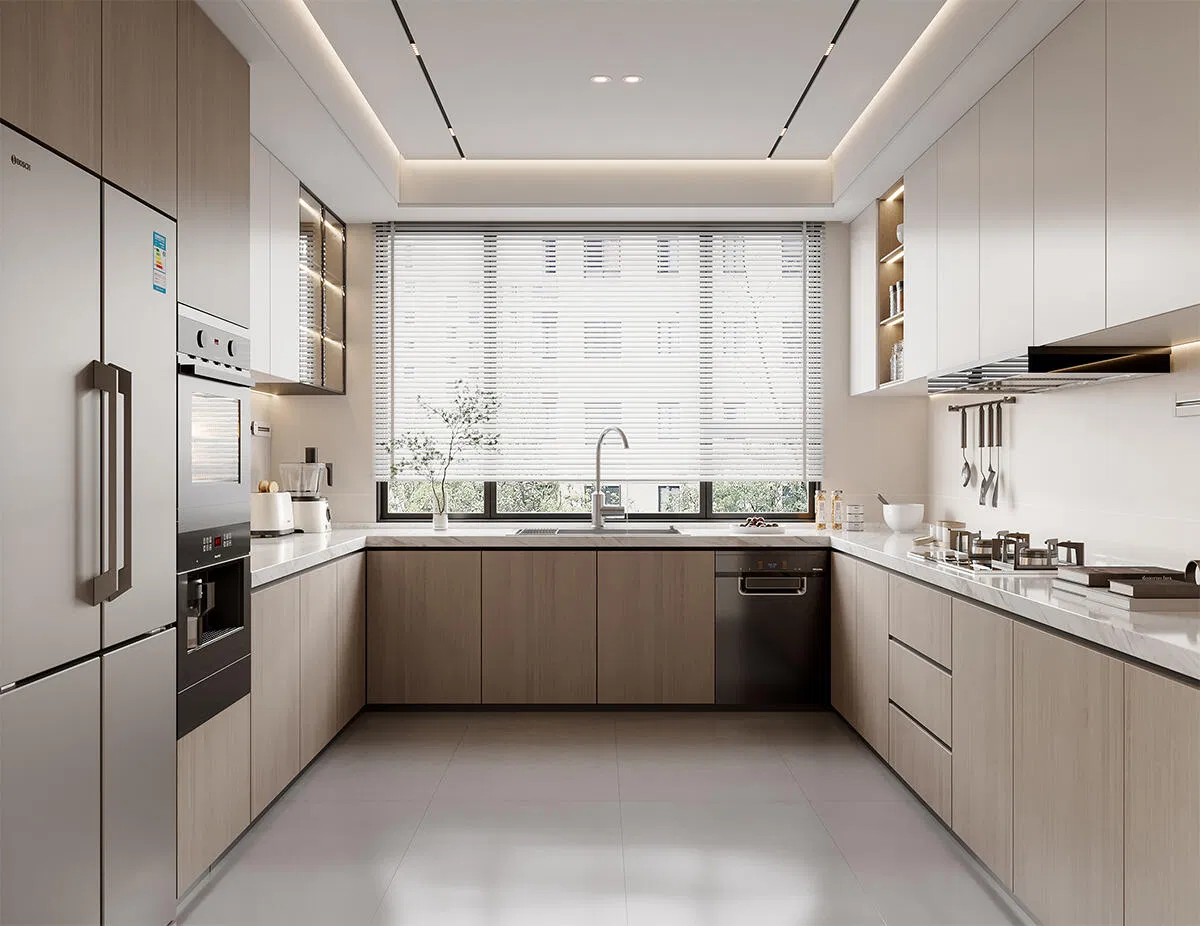 Modern Minimalistic Style Designs Custom Home Furniture U Shaped Kitchen Cabinets