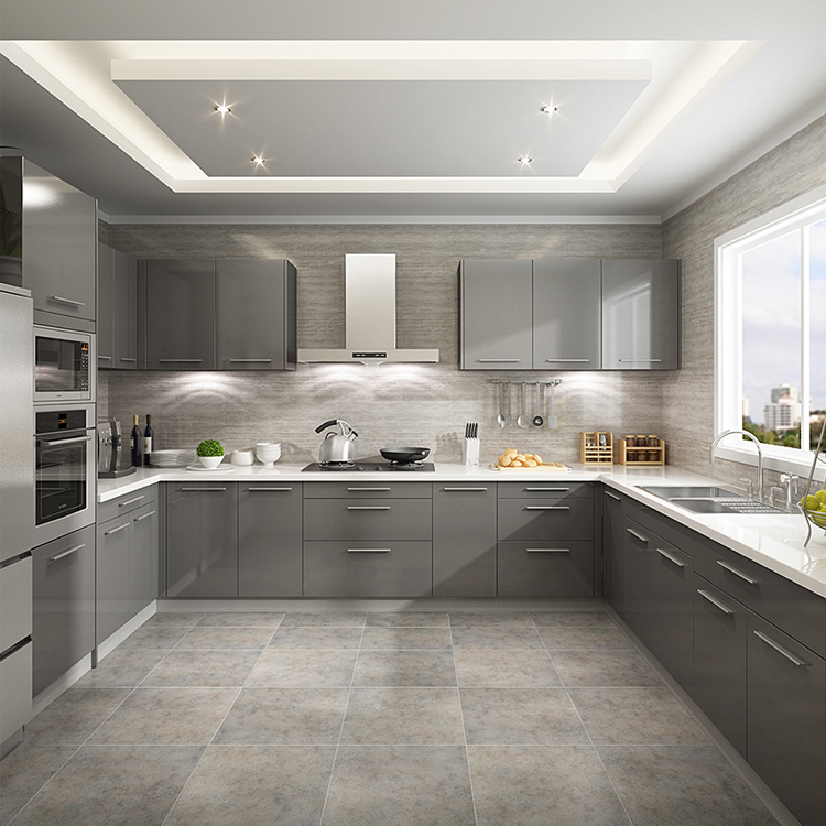 Factory Price Moisture-Proof Metal Frame Cabinets Modern Black Waterproof Aluminum Profiles Kitchen Cabinet Designs