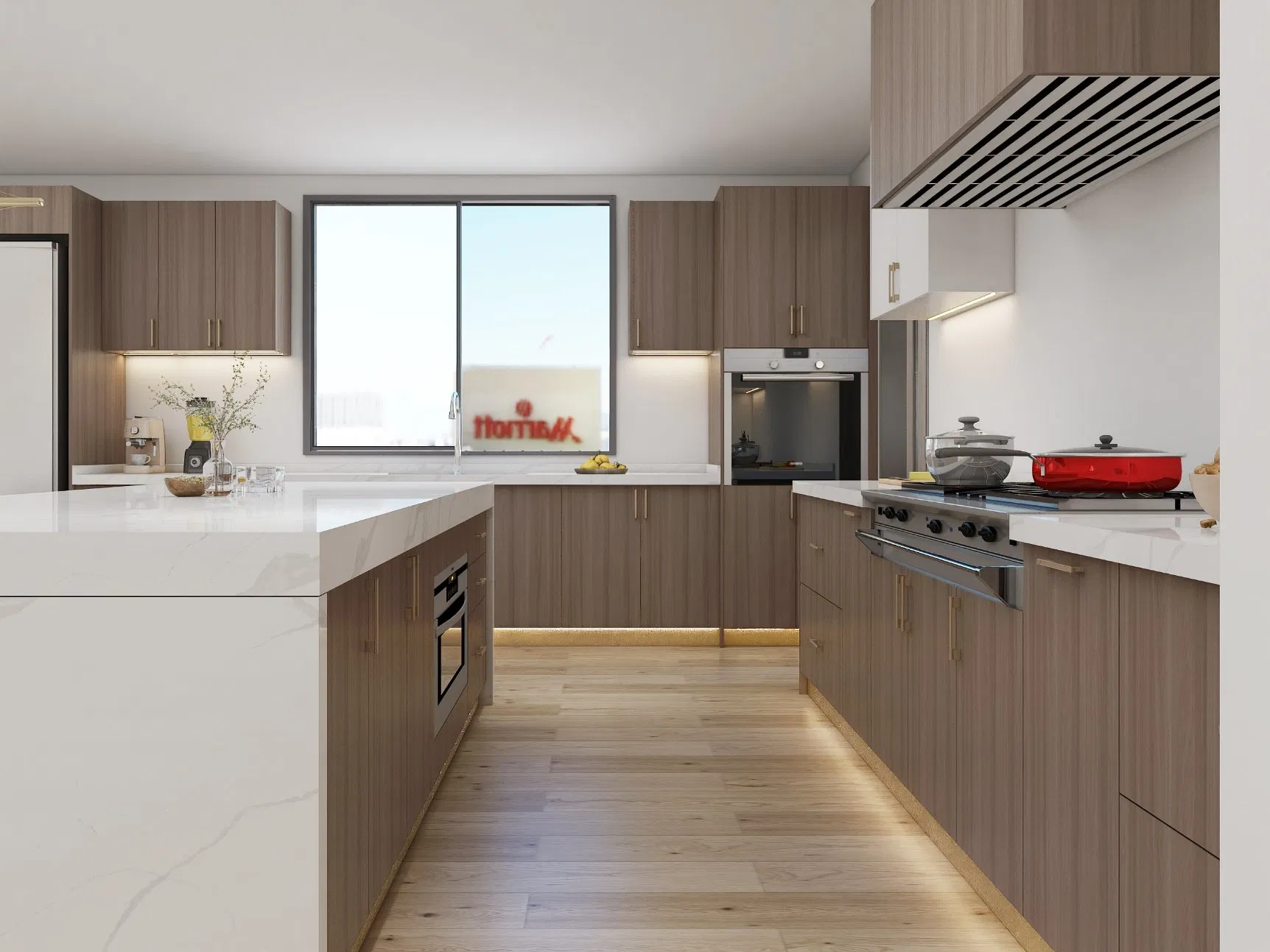 Luxury Project Customized Melamine Storage Kitchen Furniture Waterproof U Shaped Kitchen Cabinet