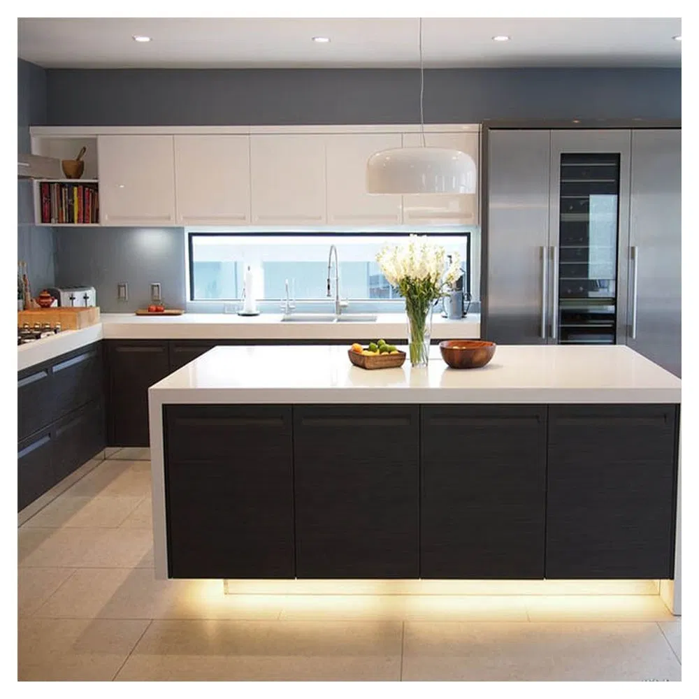 Orient Elegant Lacquer Finish Matte Painted Timber Veneer Kitchen Cabinets