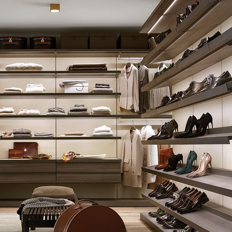 Factory Custom Home Hotel Wall Built in Closet Systems Modern Bedroom Aluminium Alloy Walk in Wardrobe Closet with Glass Sliding Door