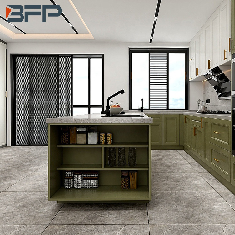 Modern Kitchen Furniture Flat Pack Matte Finish Lacquer Kitchen Cabinets