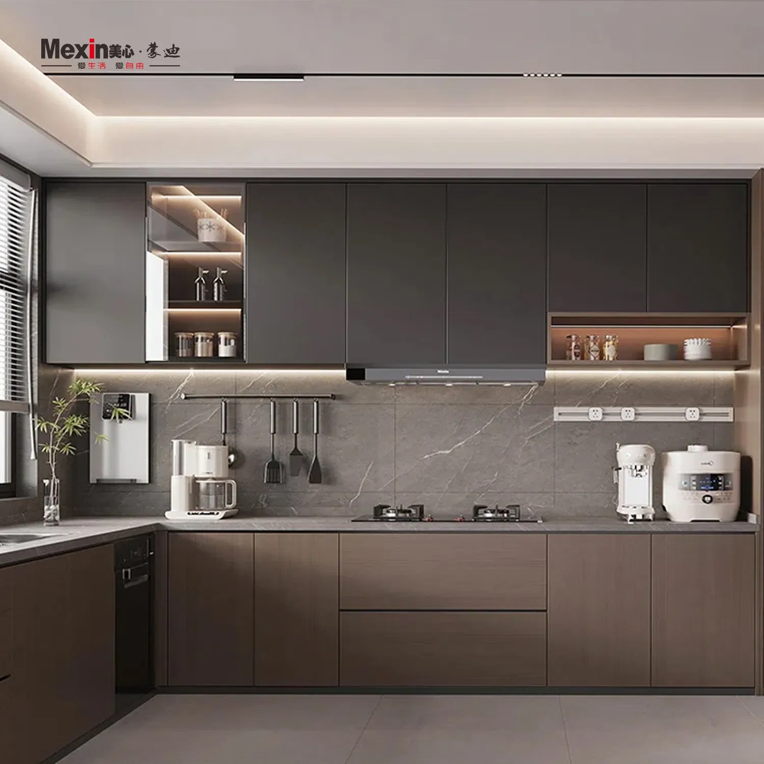 Mexin Wholesale Customized Storage Cabinet Modern Style White Color Matte Lacquer Finish Luxury Noble Kitchen Cabinets Kitchen Furniture