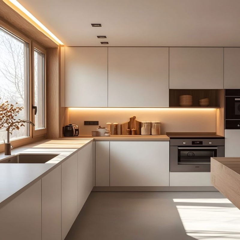 Stylish Matte Melamine Finish for Contemporary Kitchen Cabinets