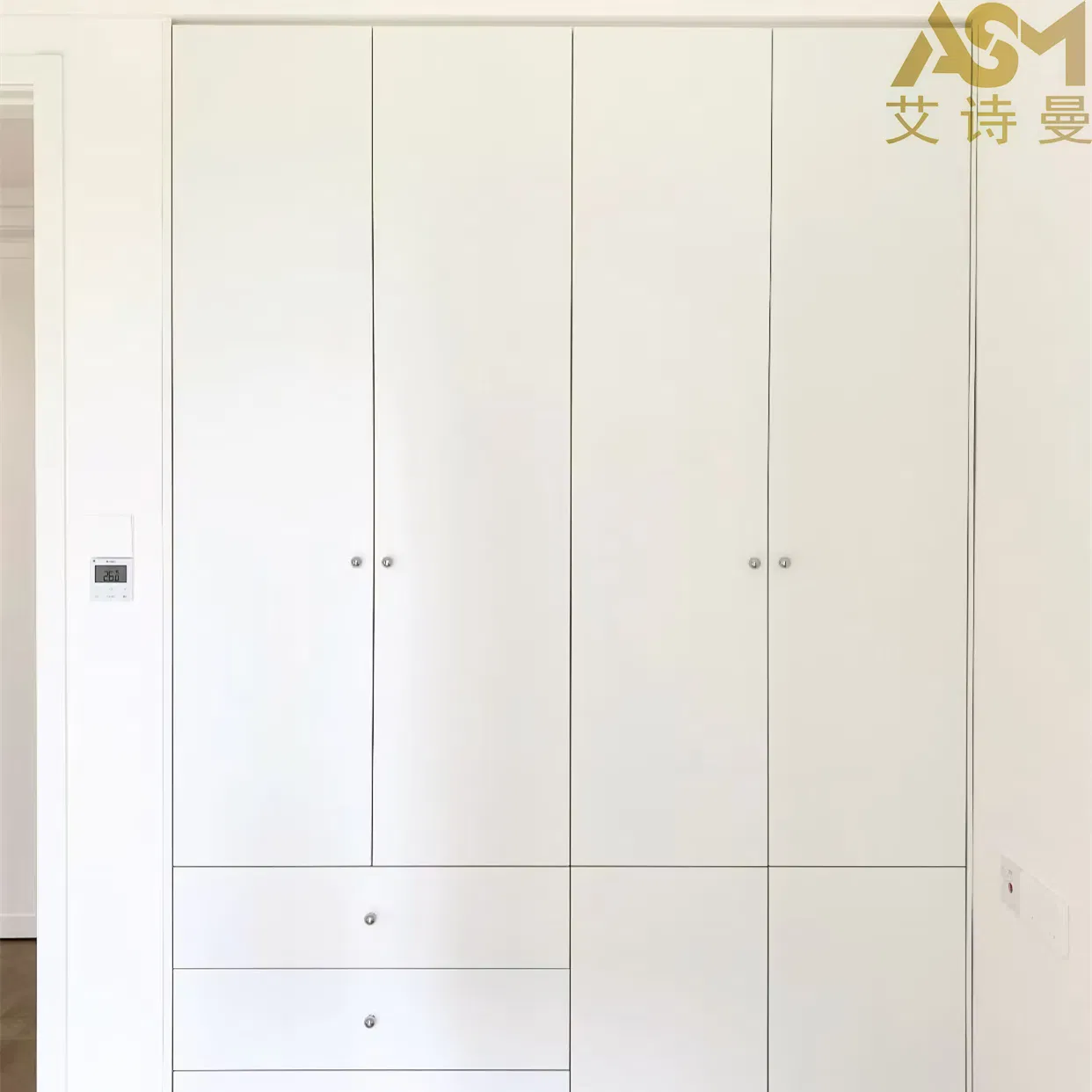 Wood Wardrobe Sliding Door Clothes Closet with Closet System PVC Wardrobe Bedroom Wooden Furniture Closet