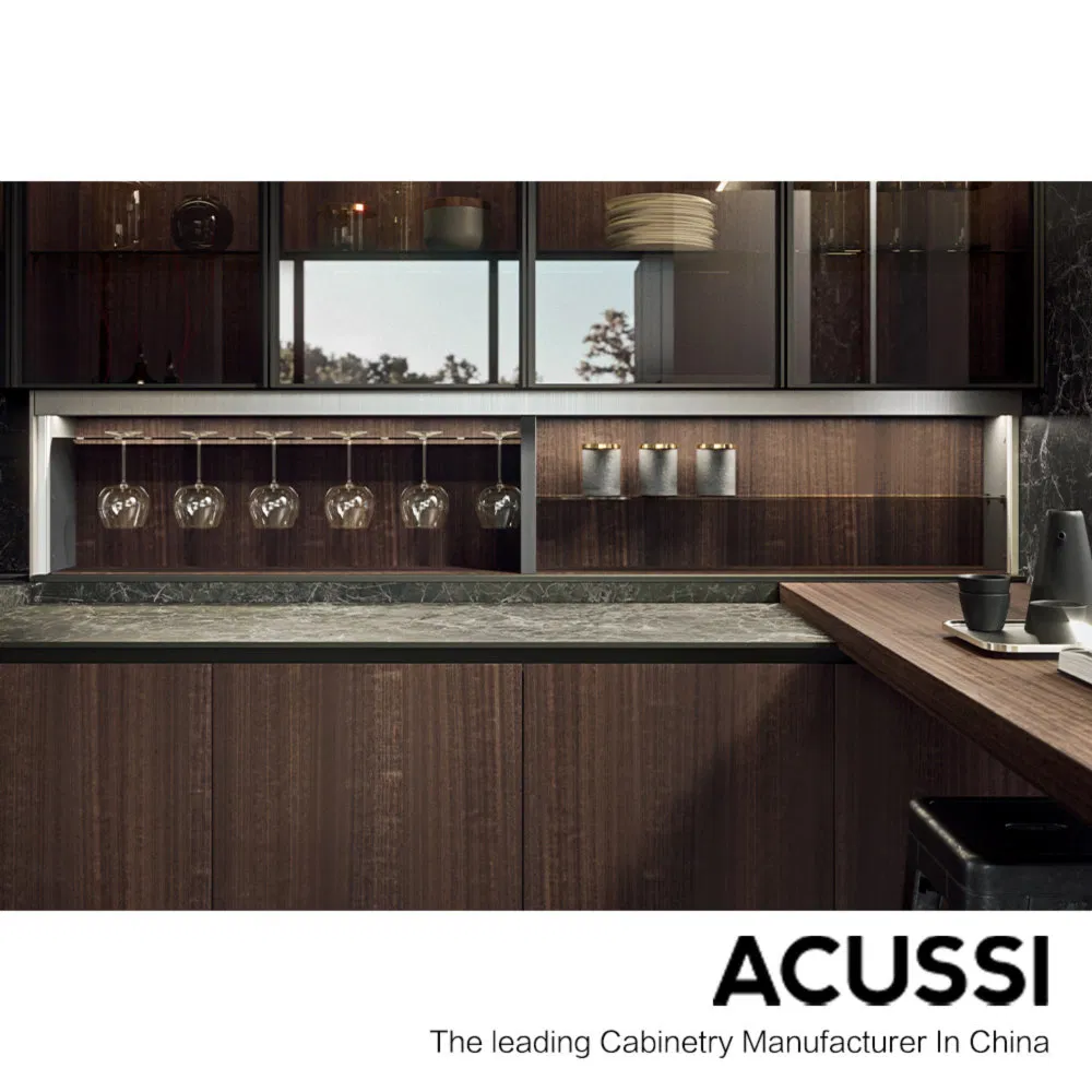 Moisture-Proof and Mildew-Proof Kitchen Furniture Design Modern Aluminum Frame Glass Cabinets for Prefabricated Residential Kitchens