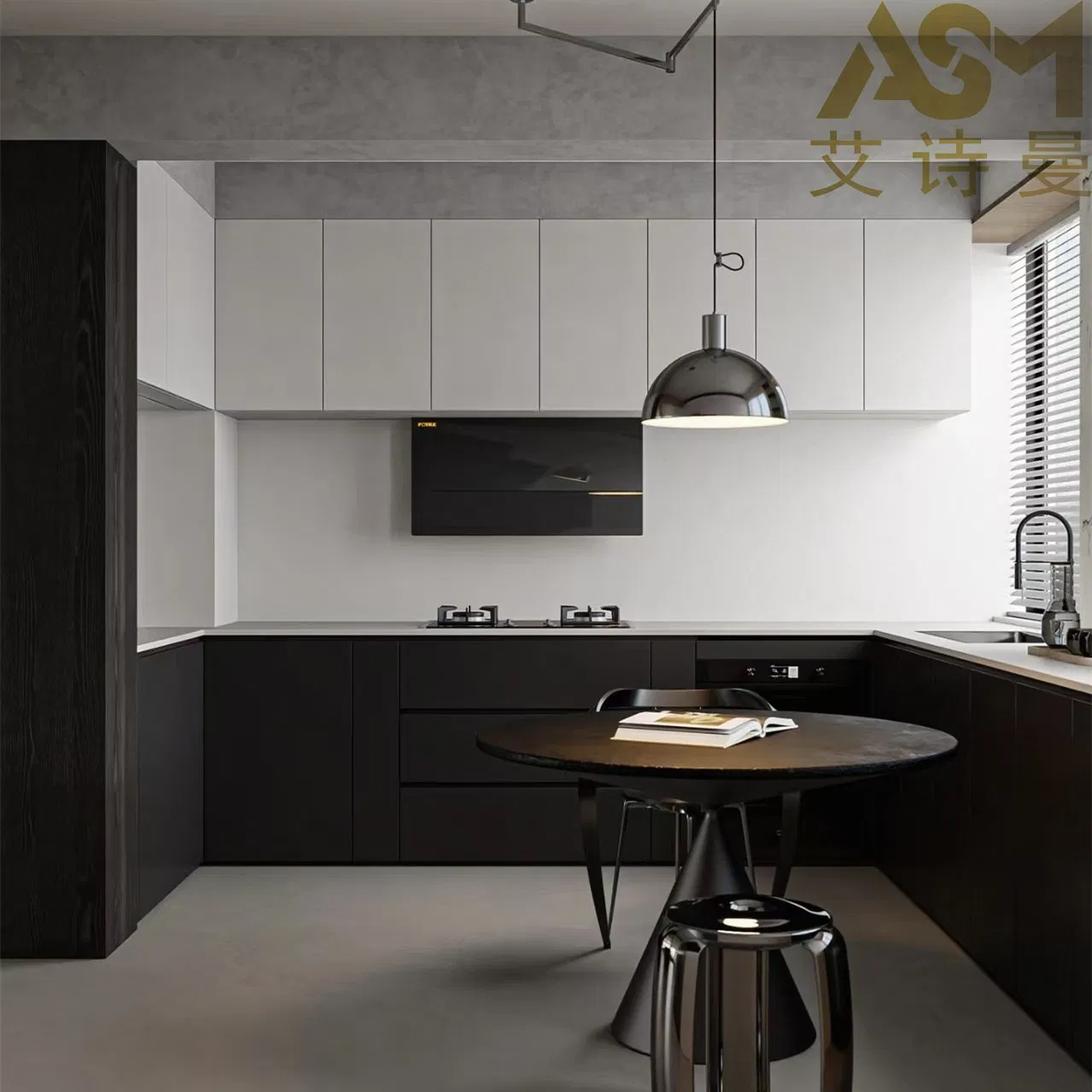 Asm Cream White L-Shaped Custom Set for Small Kitchens, E0-Grade Moisture-Resistant Panels, Includes Quartz Countertop Outdoor Flat Pack Design Kitchen Cabinet