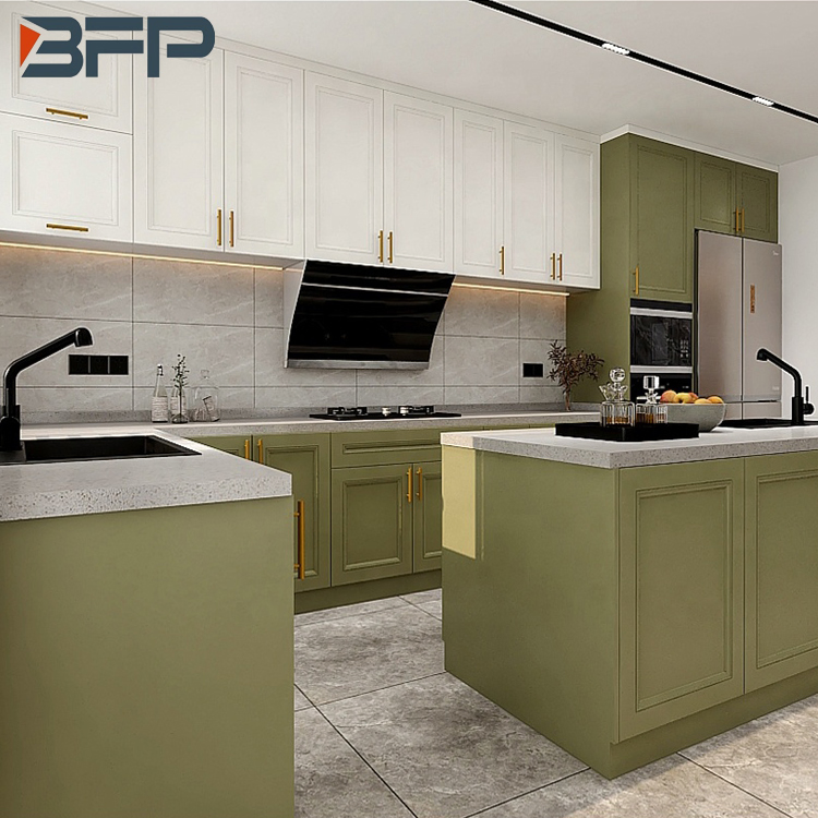 Modern Kitchen Furniture Flat Pack Matte Finish Lacquer Kitchen Cabinets