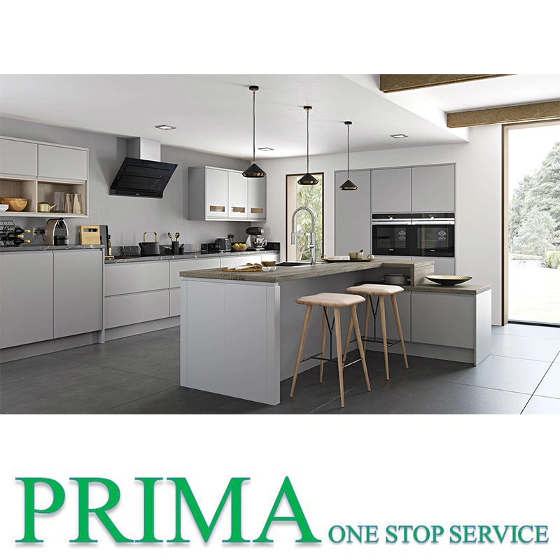 Best Sale Light Grey Handleless Kitchen Cabinet Set