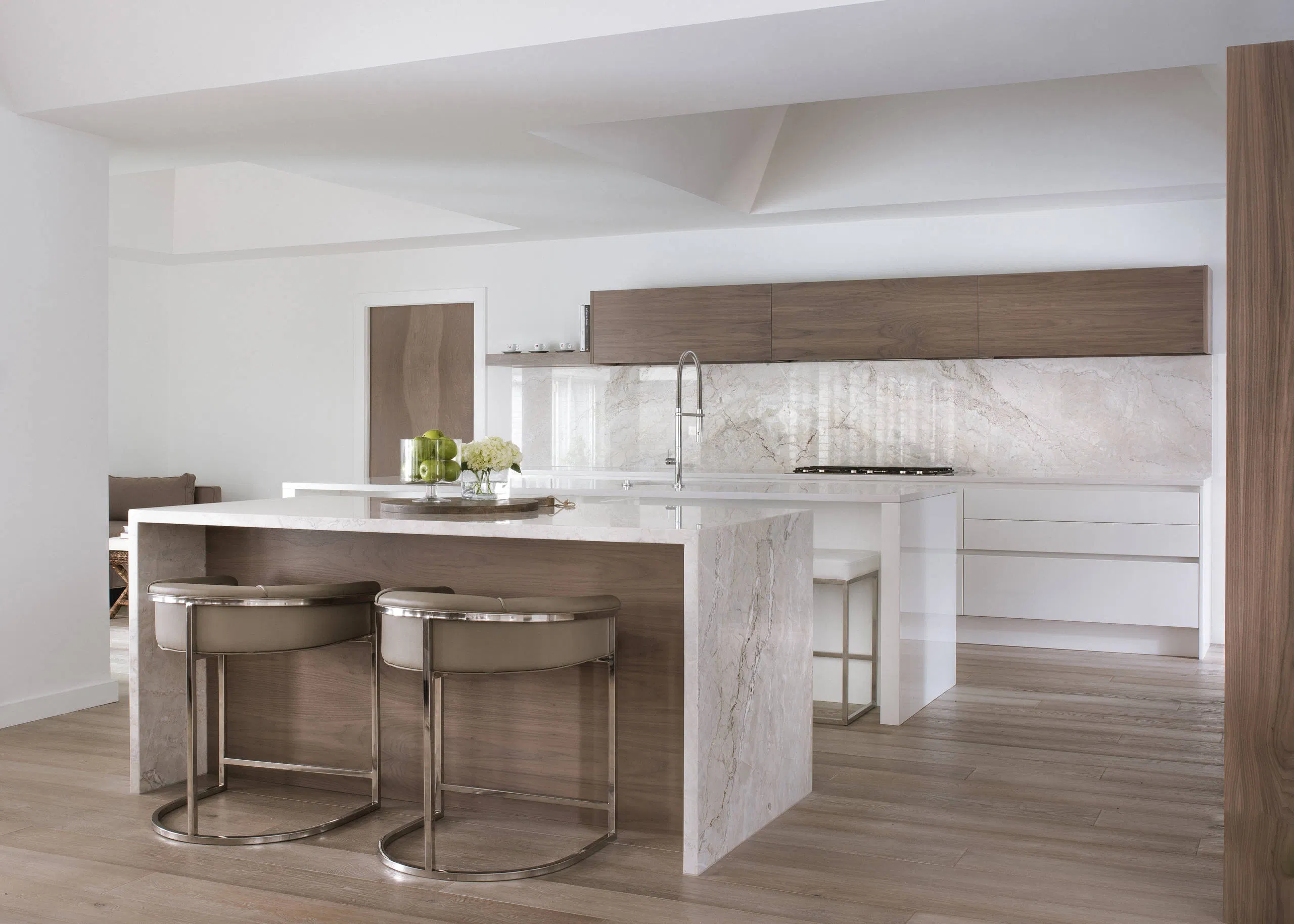 Handleless White Design Set Commercial Lacquer Wooden-Furniture Modern Kitchen-Cabinets