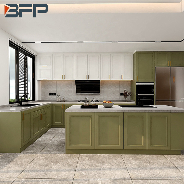 Modern Kitchen Furniture Flat Pack Matte Finish Lacquer Kitchen Cabinets