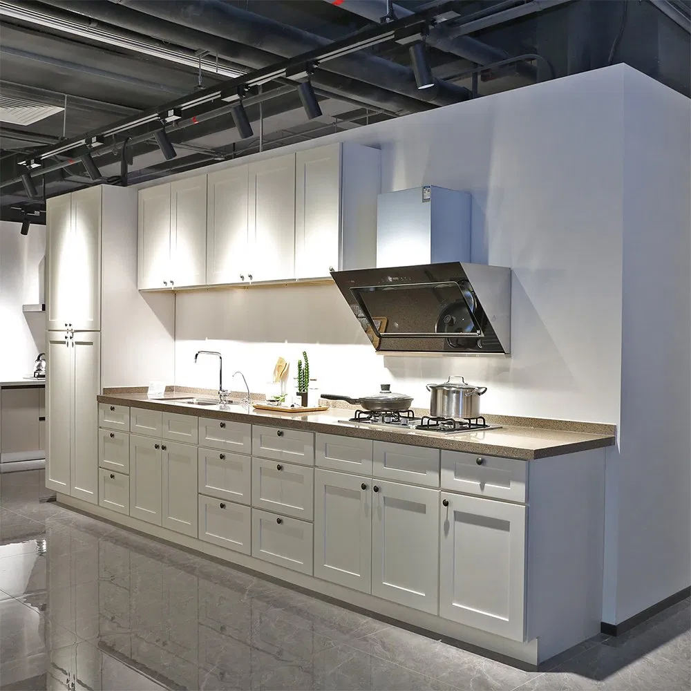 High Gloss Solid Wood Kitchen Design Cabinets Set Furniture Custom Rta Modern PVC Glossy Modular Kitchen Cabinet