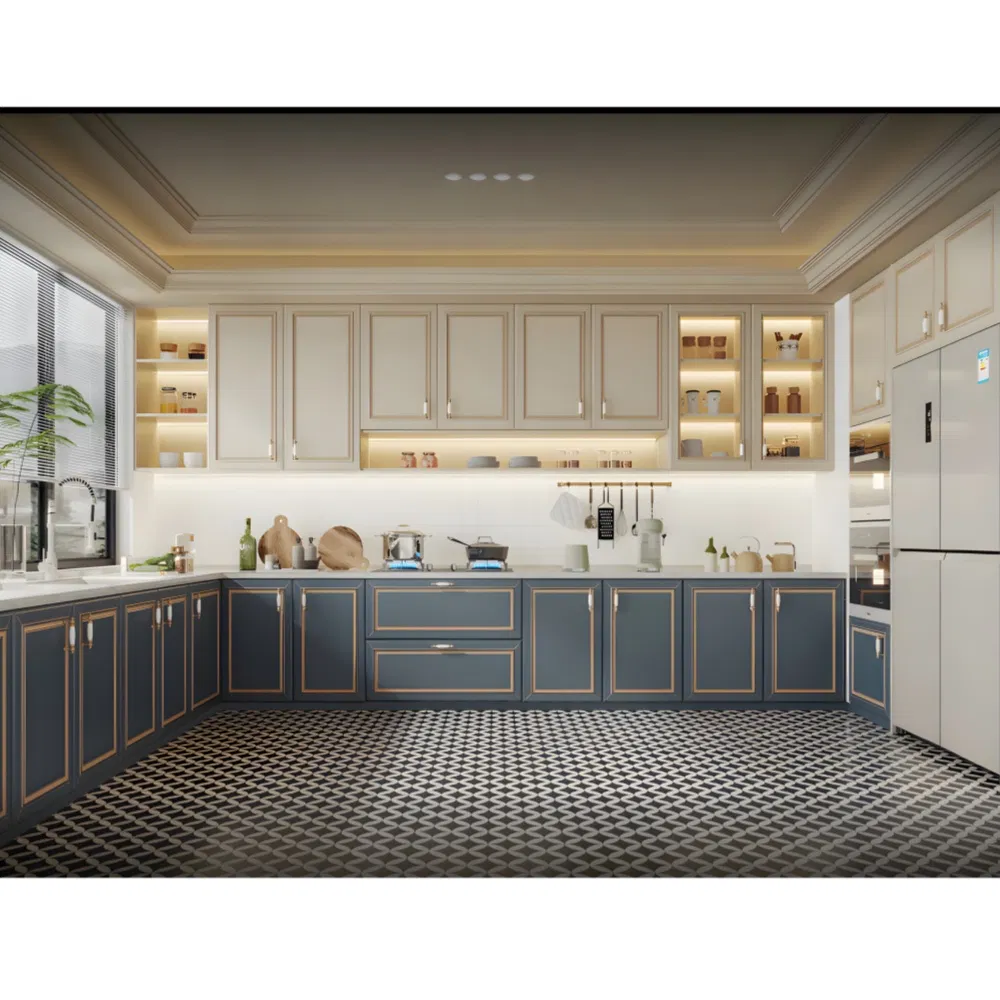 Minimalist European Solid Wood Kitchen Cabinet with Clean Lines &amp; Matte Finish