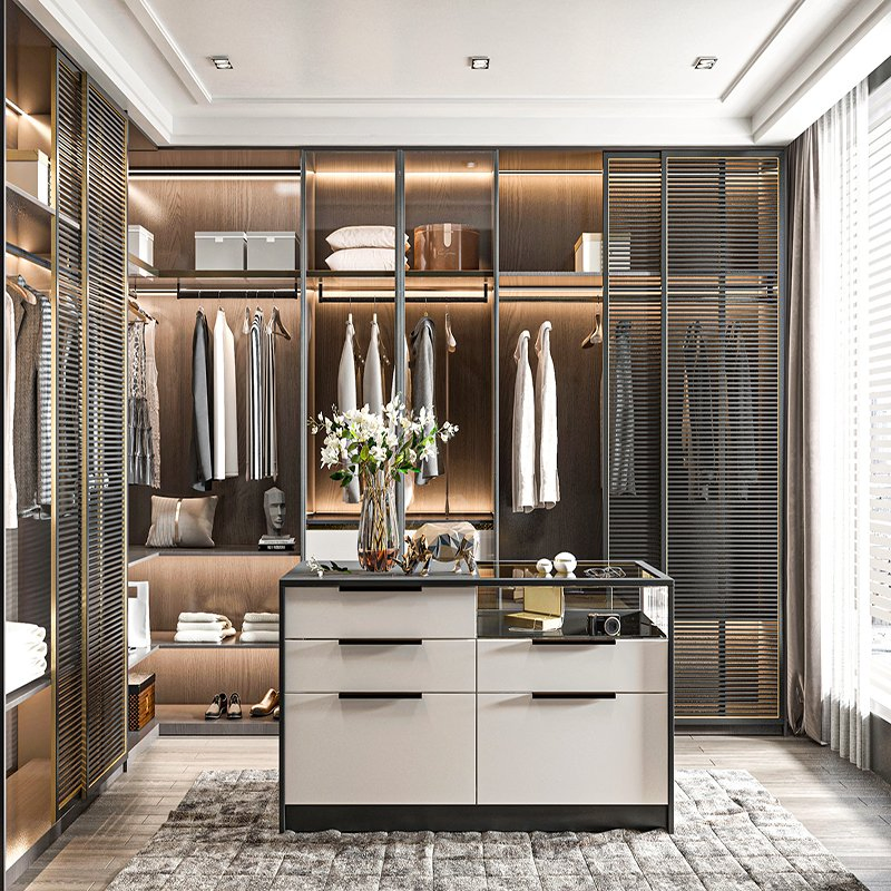 Custom Closet Planner Aberto Modern Hinge Sliding Glass Door Built in Children's Wardrobe Closet Organizing Systems