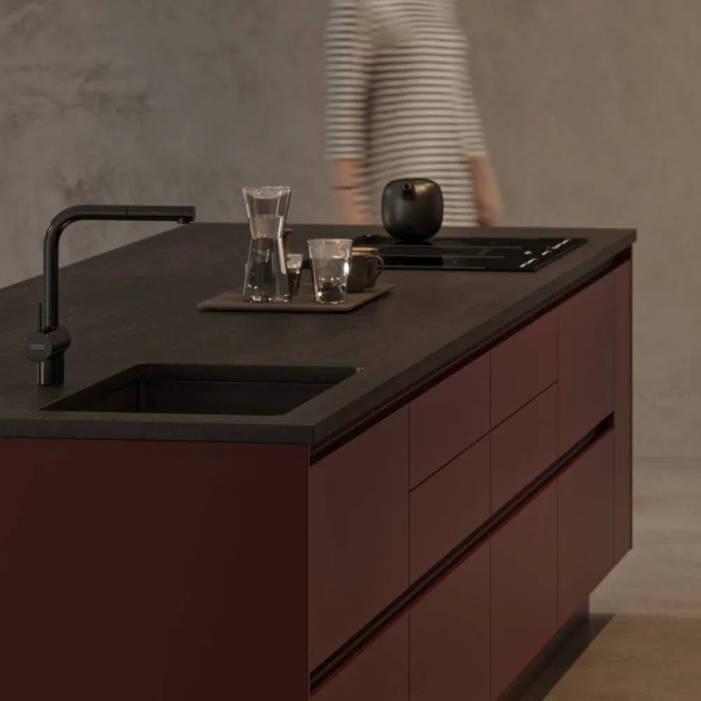 Water and Moisture Resistant Aluminum Frame Glass Door Kitchen Cabinet for Fully Furnished Residences