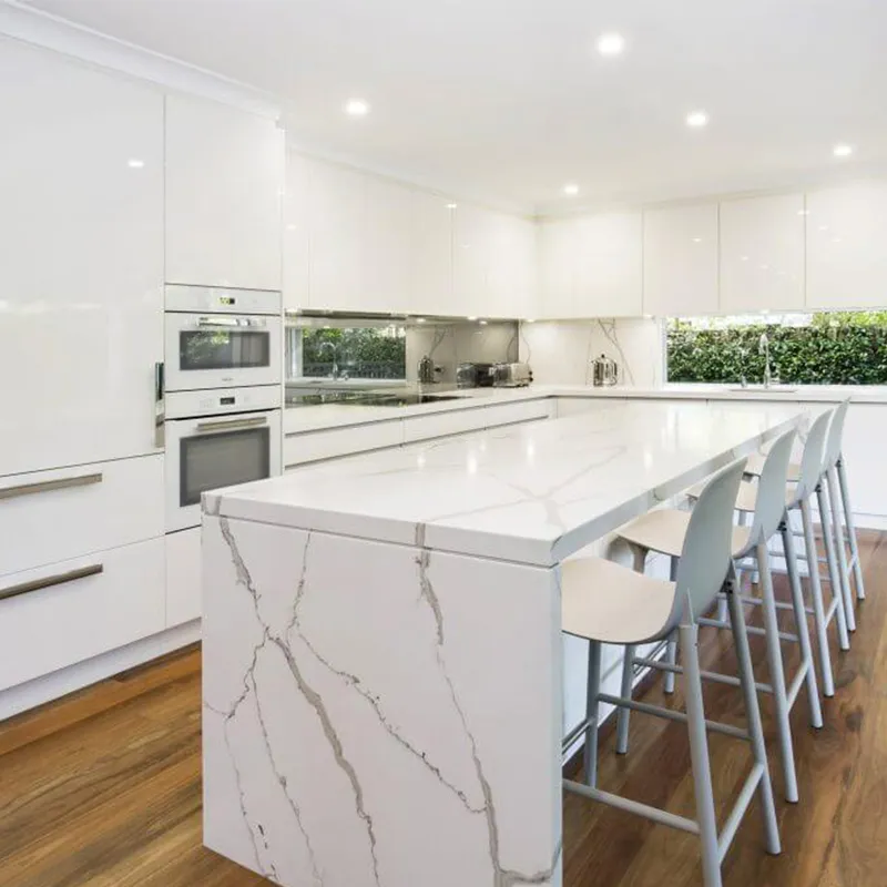 Durable Popular Lacquer Blue and White Kitchen Island White Shaker Kitchen Cabinets