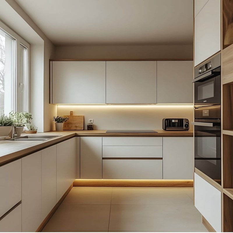 Stylish Matte Melamine Finish for Contemporary Kitchen Cabinets