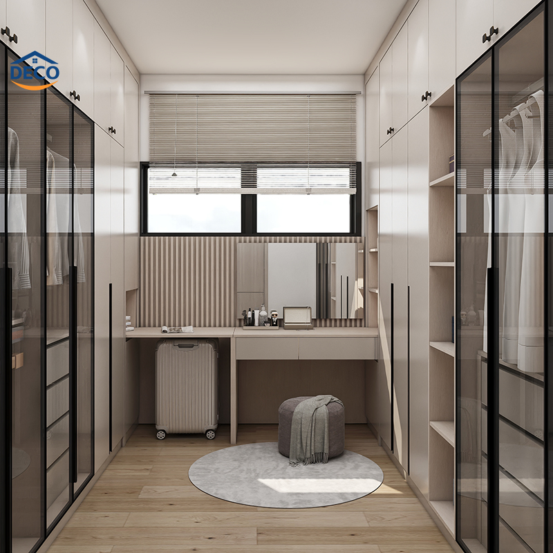 MDF Modern Design Modular Mirrored Sliding Door Soild Wood Cupboard Wardrobe Hinged Door Mirrored Wardrobe in Multiple Sizes and Colors