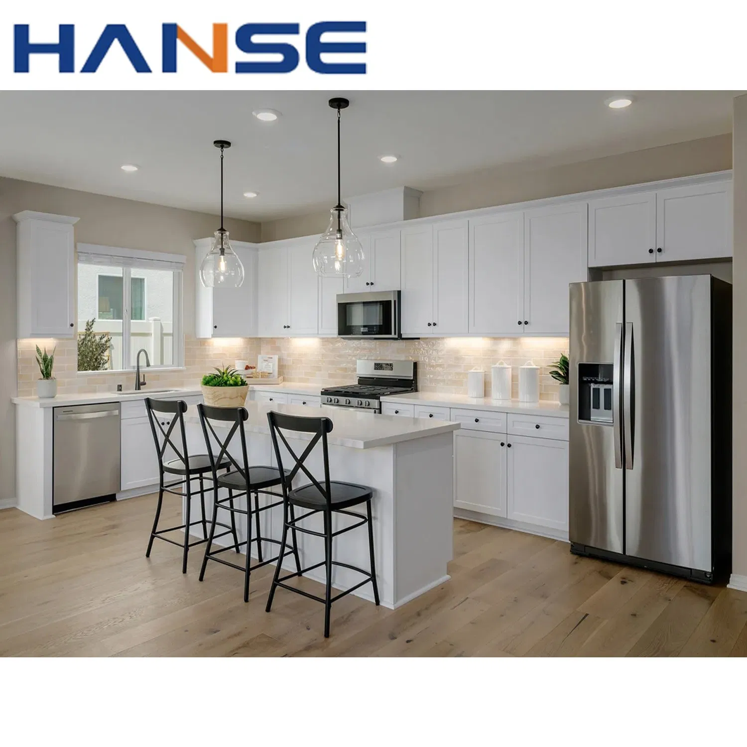 Hanse Modern Modular Customized Lacquer Mat Finish Handleless Quick Delivery Furniture Kitchen Cabinets