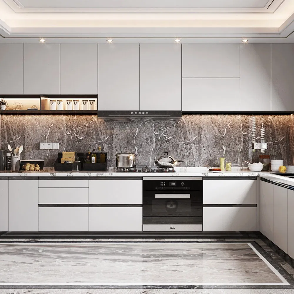 Affordable Custom Furniture Used Small Full White L Shaped Melamine Kitchen Cabinets