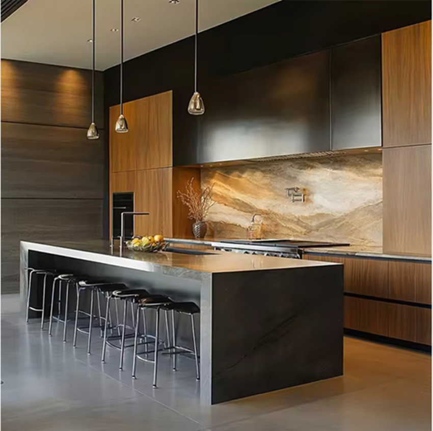 Factory Modern Design Waterproof Metal Aluminium Frame Cupboard Cabintry Aluminum Honeycomb Composite Panel Kitchen Cabinet Set