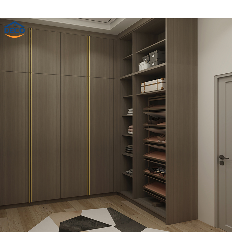 Elegant Bedroom Furniture U Shape Dressing Table Storage Systems Walk in Checkroom Wardrobe