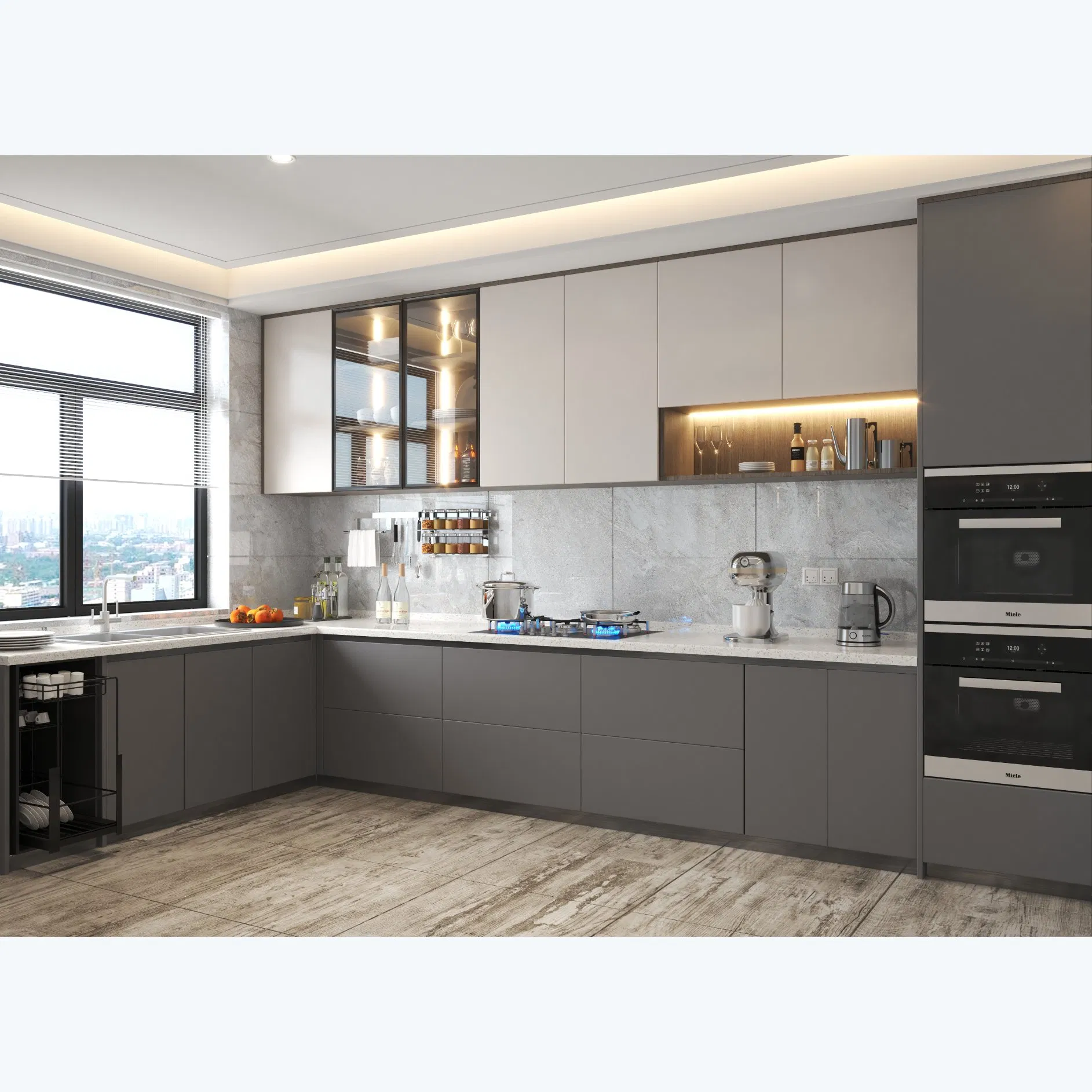 Modern Designs High Gloss White Melamine Kitchen Cabinet Lacquer Kitchen Furniture