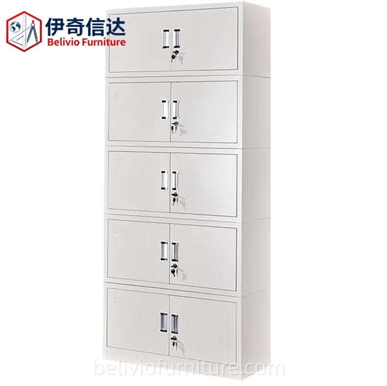 Lockable Steel Cabinet with Adjustable Shelves Multi Layers Metal Filing Cabinets Storage Cupboard Office File Cabinet