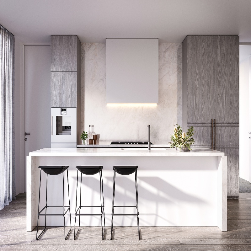 White Lacquer High Gloss Kitchen Cabinet with Kitchens