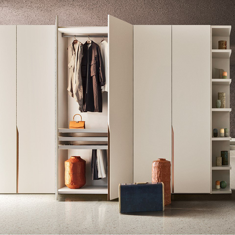 S Bedroom Double Shelf Closet Mounted Modern Wooden Furniture Aluminum Frame Glass Sliding Door System Wardrobe Closet