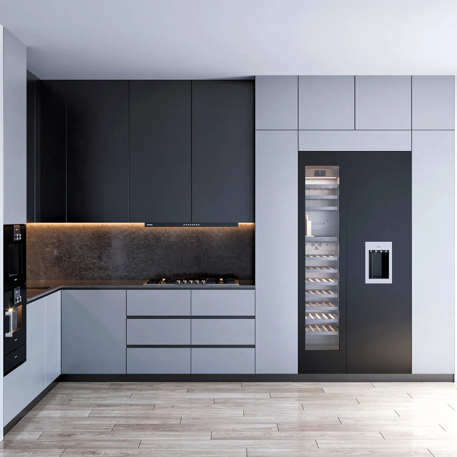 PA Customized Free Lacquer Mat Finish Handleless Quick Delivery Furniture Kitchen Cabinets