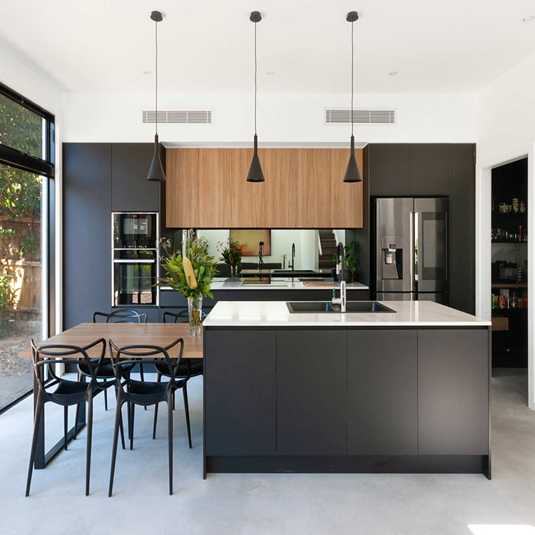 Modern Marble Top Handleless Kitchen Cabinets New Interior Design Matt Finish Lacquer Kitchen Island Cabinet