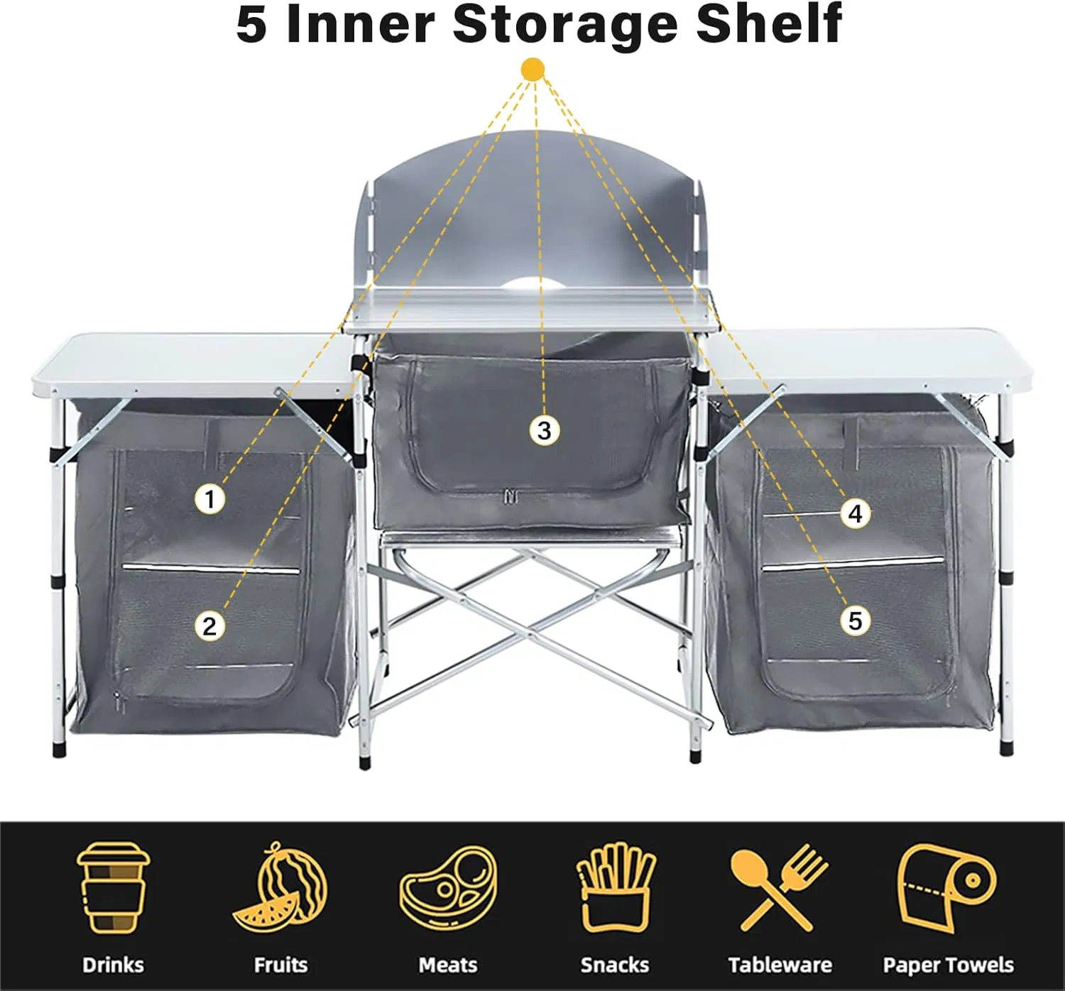 Wholesale Outdoor Kitchen Camping Cabinet with Aluminium Frame for Picnic Travel Beach