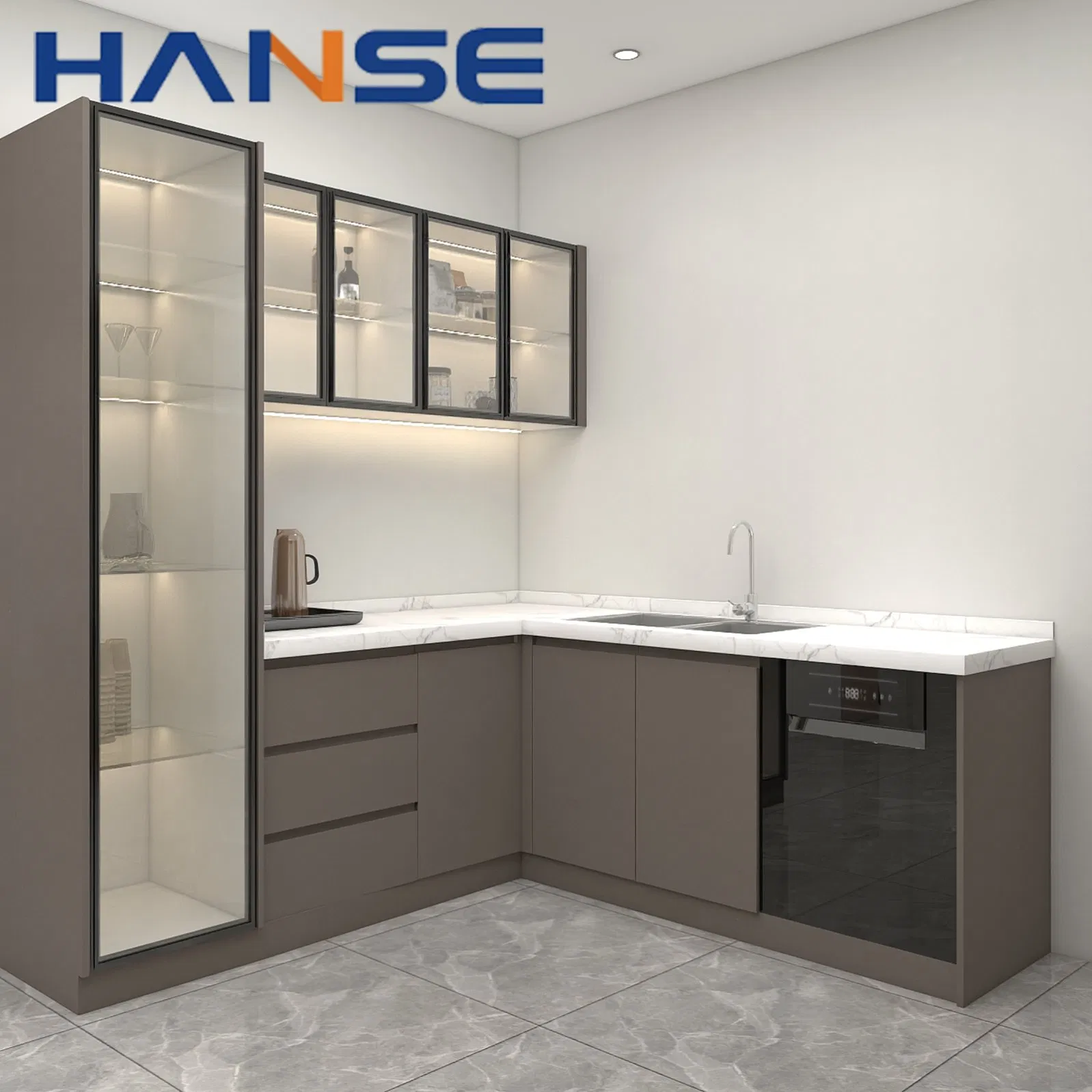 High End Affordable Custom Furniture Used Small Full White L Shaped Melamine Kitchen Cabinets