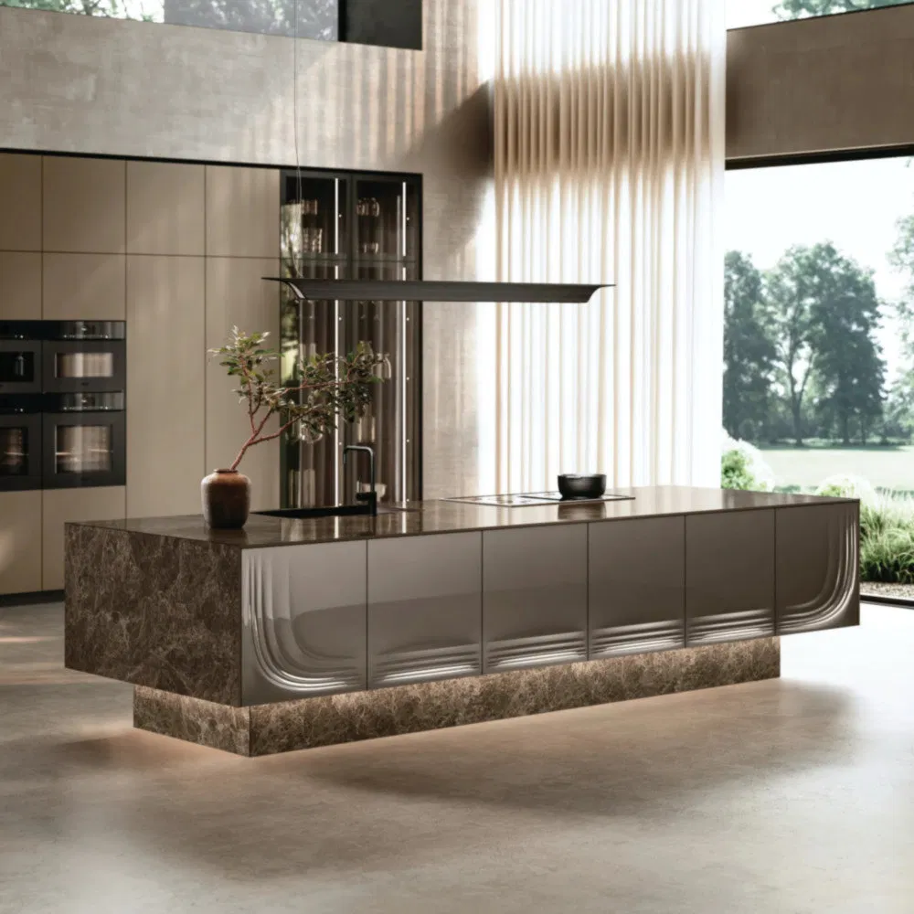 Luxury and High-End Aluminum Frame Glass Design Kitchen Cabinet for Apartment and Restaurant Kitchens